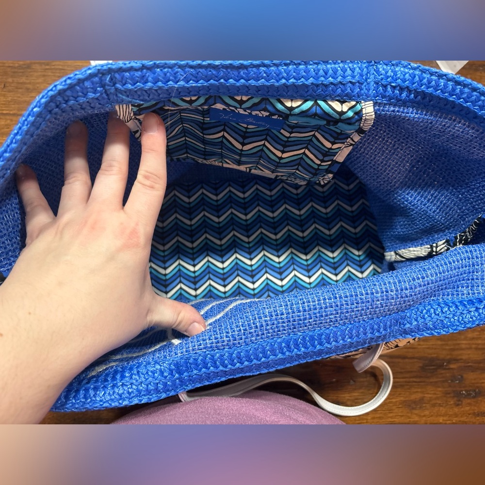 Vera Bradley woven beach tote bag and small bag Blue Bayou Dragonfly pattern - Picture 3 of 8